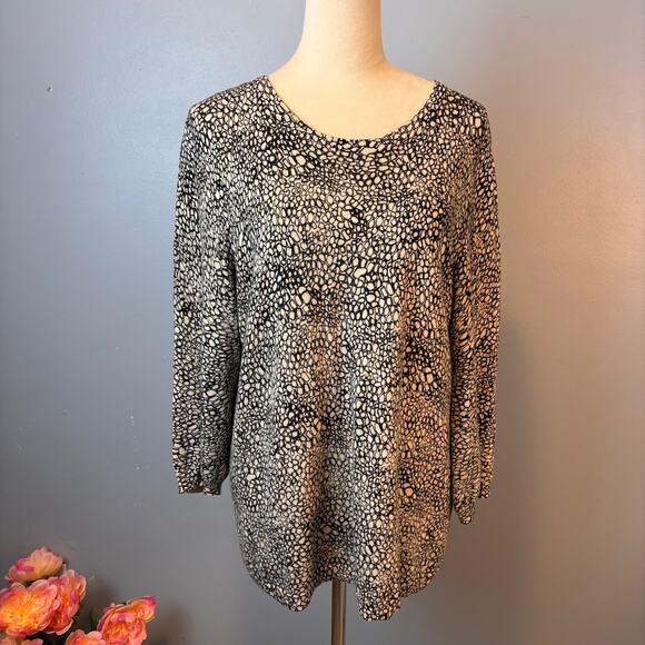 Dana Buchman Knit Sweater Women's Tan Bubble Snakeskin Back Zip Top - Picture 1 of 5